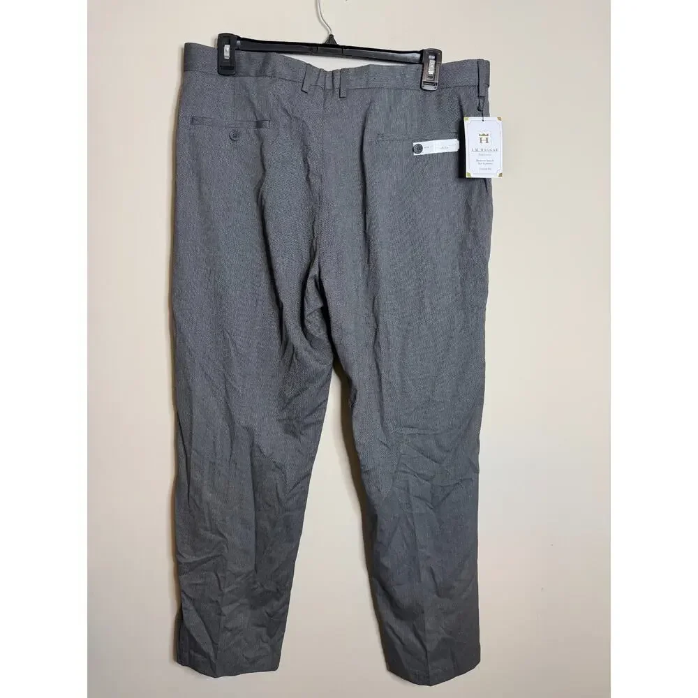 J.M. Haggar Dress Pants Mens 38x30 Gray Premium Stretch Classic Fit Waistband - Picture 3 of 6